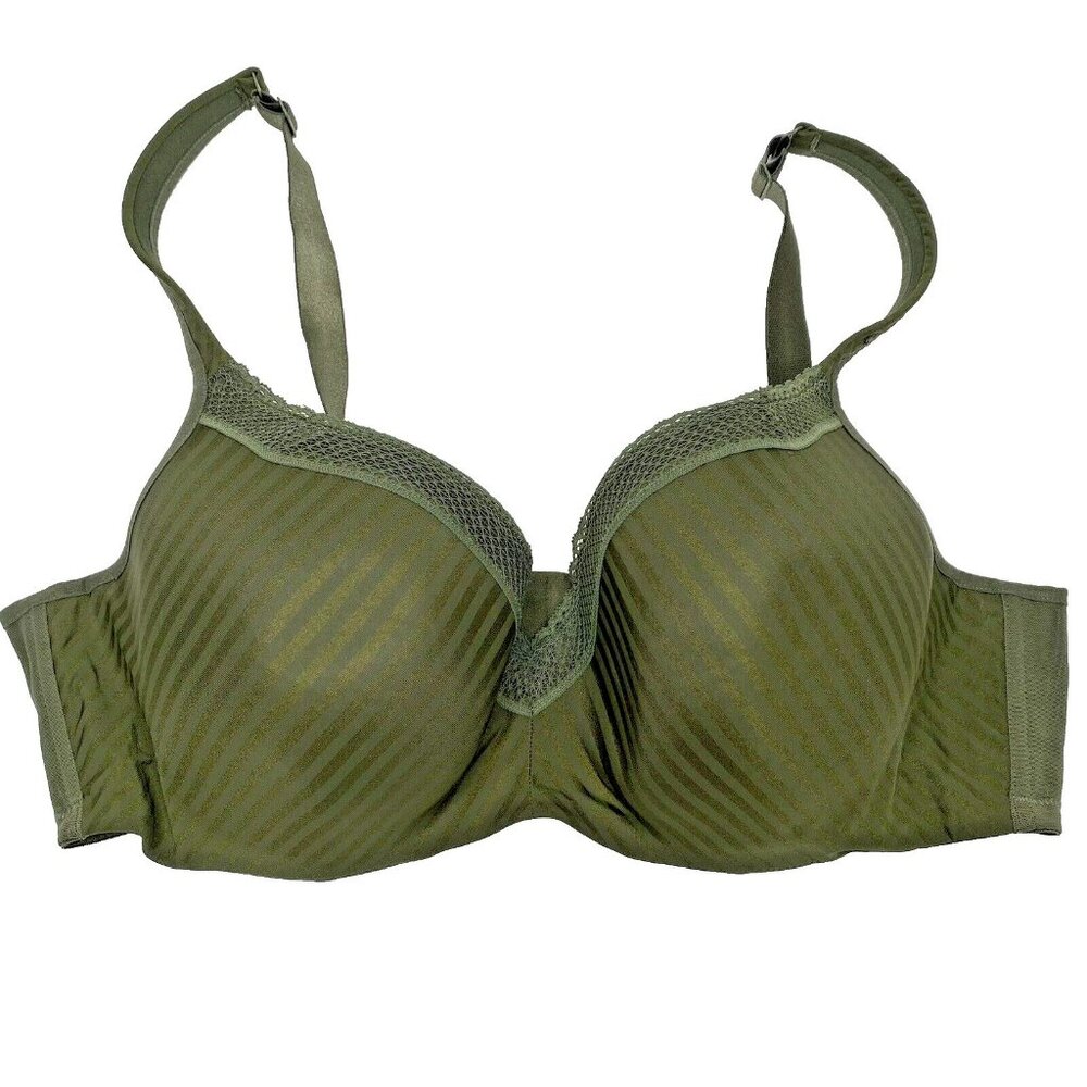 Deesse Bra Size 44D Padded Underwire Army Green Adjustable Straps